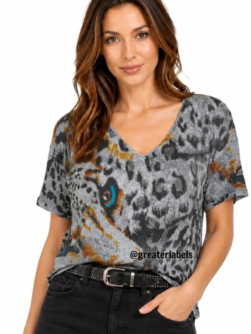 Archival Stella McCartney 2012 Gray Leopard Face Oversized Tunic Tee IT38 US S
